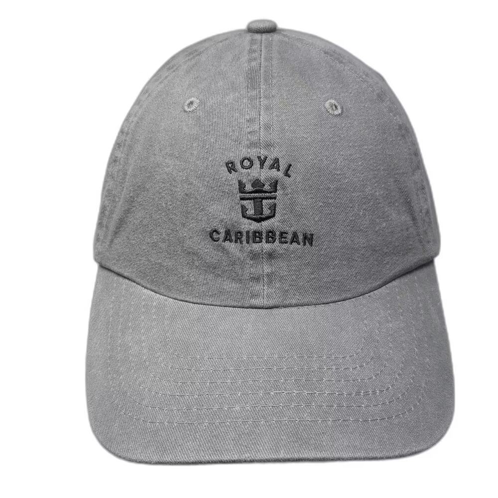 Royal Caribbean Gray Baseball Cap Hat One Size Slideback Embroidered Cotton